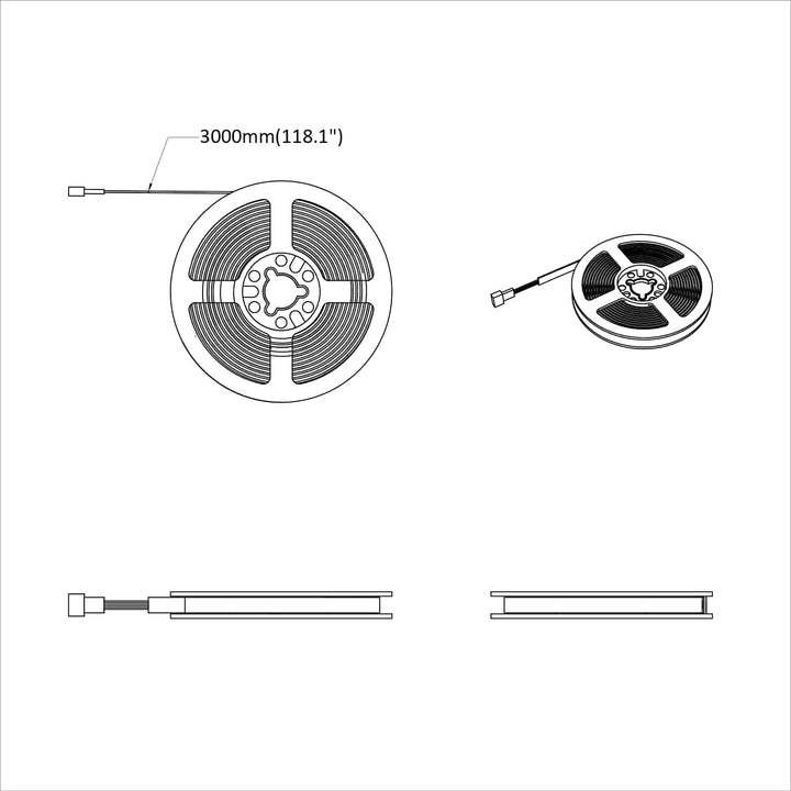 LED Strip 12 stk. Sort og Gennemsigtig Kobber og plastik