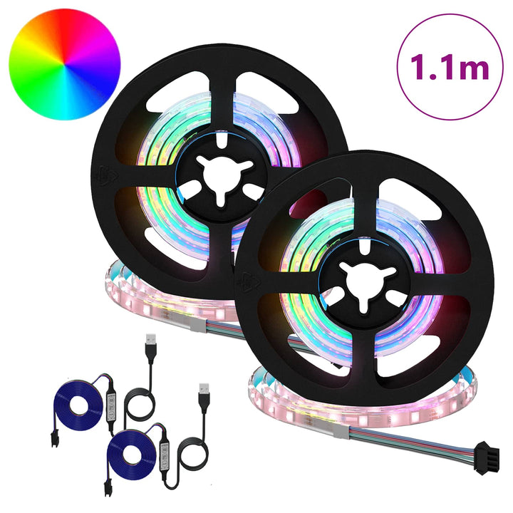 LED Strip 2 pcs Sort og Gennemsigtig 550 mm Kobber og plastik