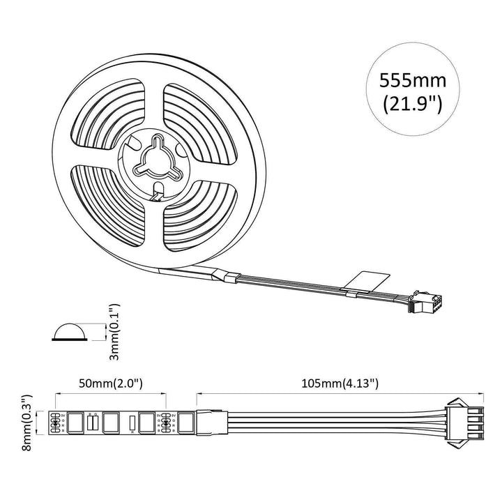 LED Strip 12 stk. Sort og Gennemsigtig Kobber og plastik