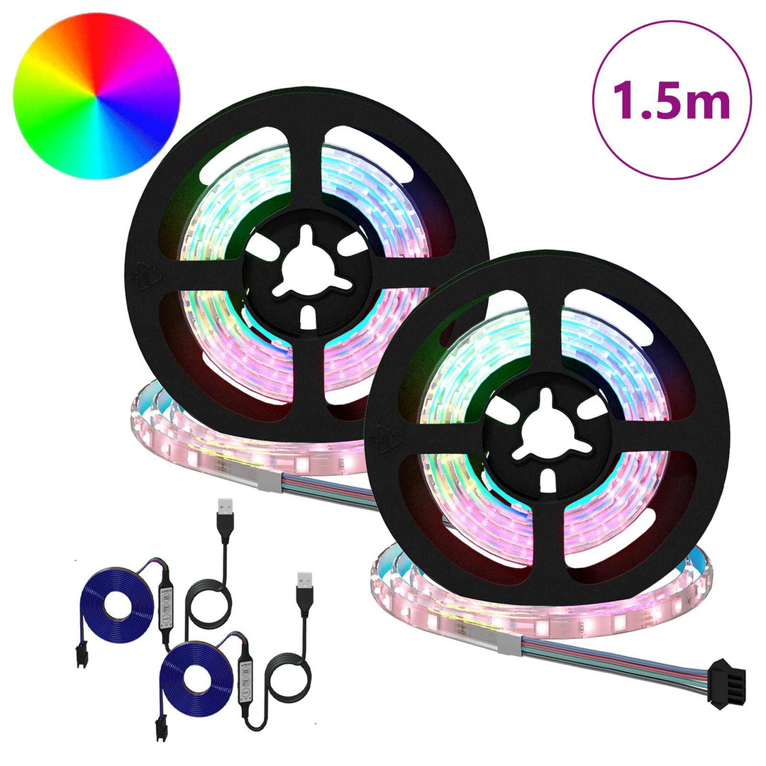 LED Strip 2 pcs Sort og Gennemsigtig 750 mm Kobber og plastik