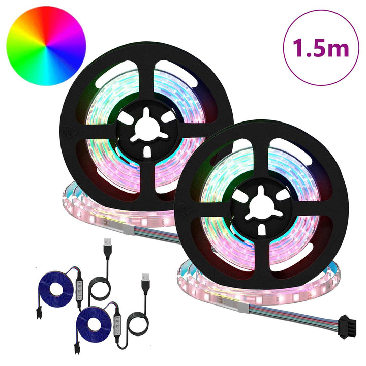 LED Strip 2 pcs Sort og Gennemsigtig 750 mm Kobber og plastik