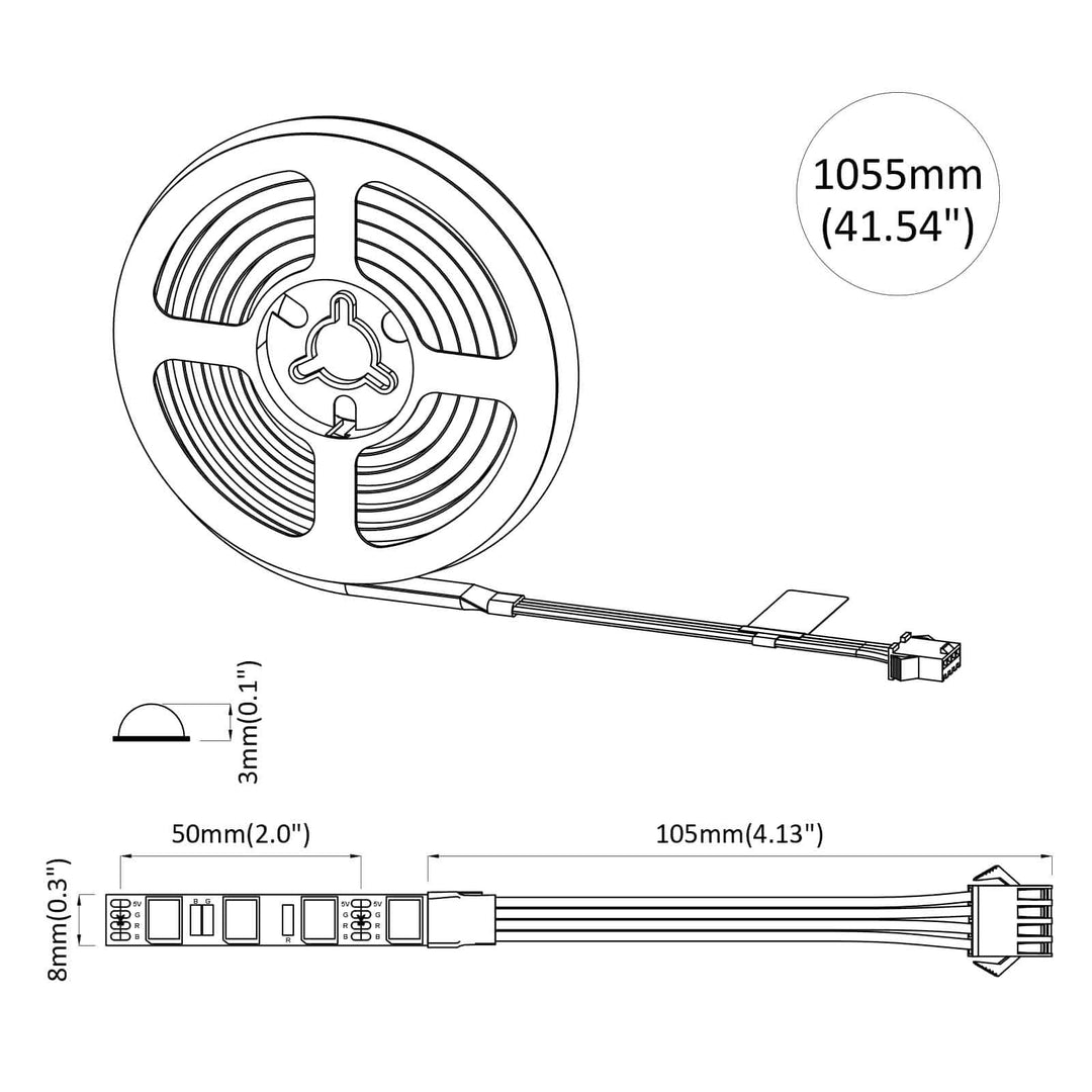 LED Strip 12 stk. Sort og Gennemsigtig Kobber og plastik