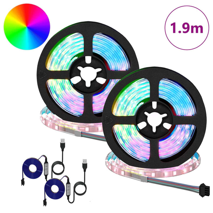 LED Strip 2 stk. Sort og Gennemsigtig Kobber og plastik