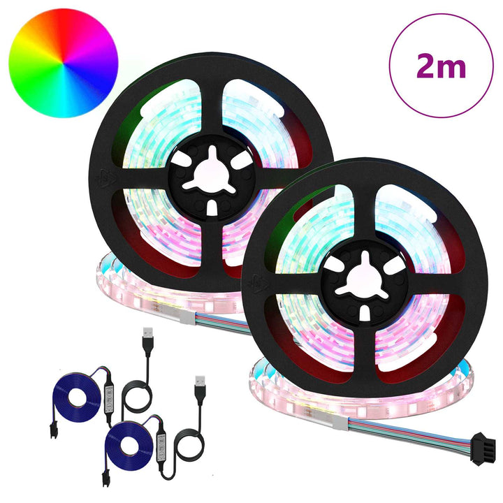 LED Strip 2 stk. Sort og Gennemsigtig Kobber og plastik