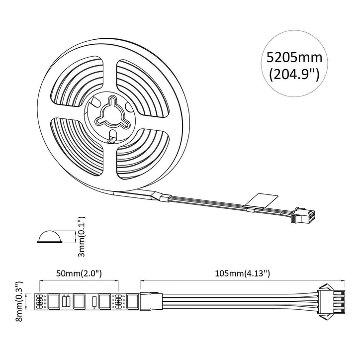 LED Strip 12 stk. Sort og Gennemsigtig Kobber og plastik