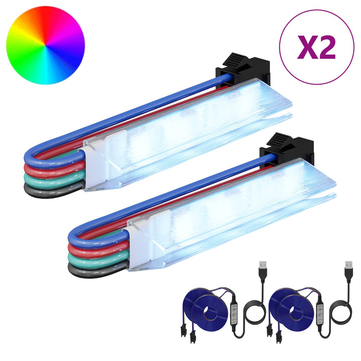 LED Strip 2 pcs Sort og flerfarvet 1745 mm Kobber og plastik