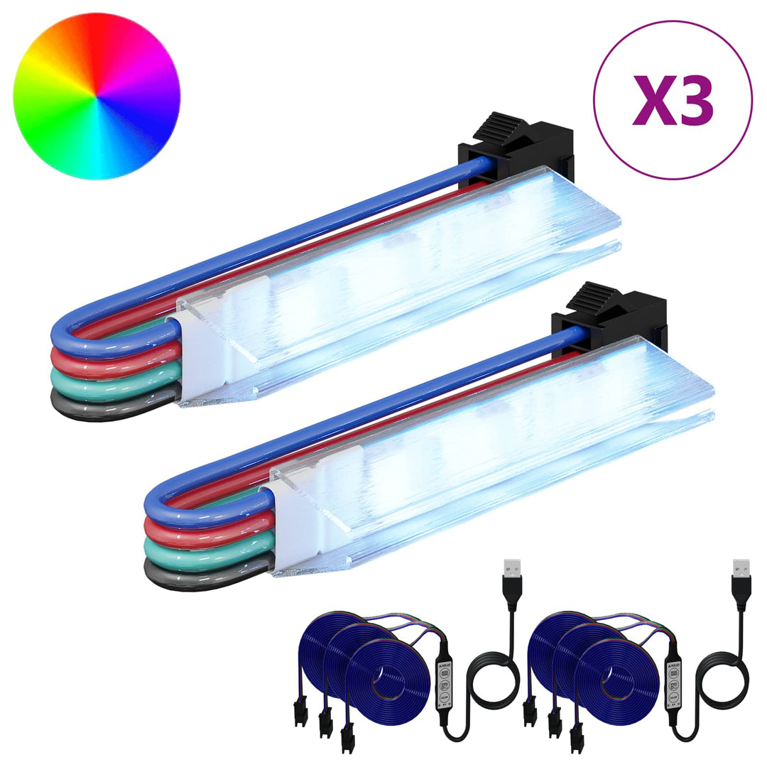 LED Strip 2 pcs Sort og flerfarvet 1745 mm Kobber og plastik