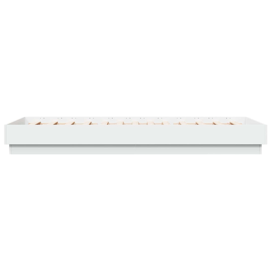 Senge ramme med LED Hvid 80 x 200 cm Konstrueret træ