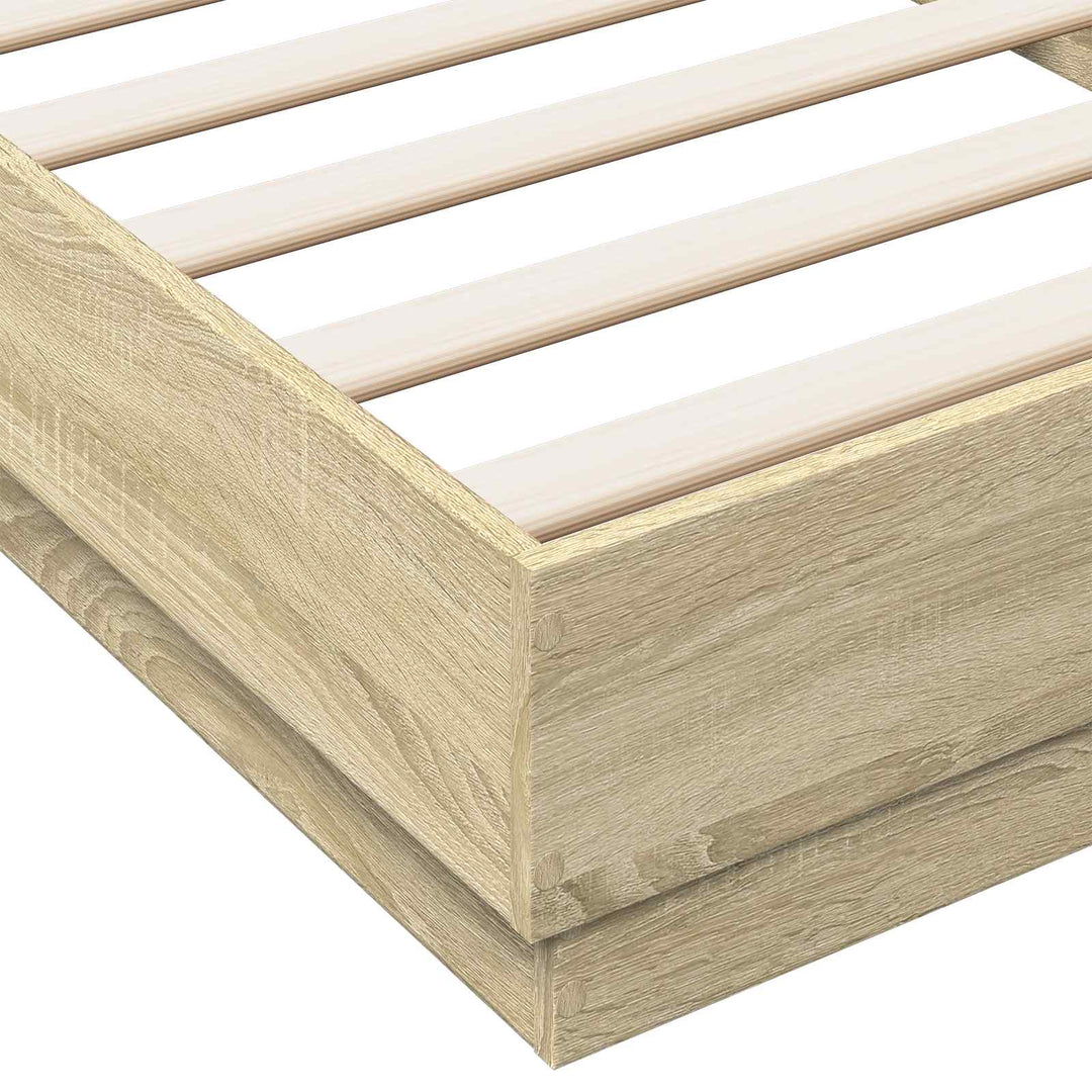 Senge ramme med LED Sonoma-eg 80 x 200 cm Konstrueret træ
