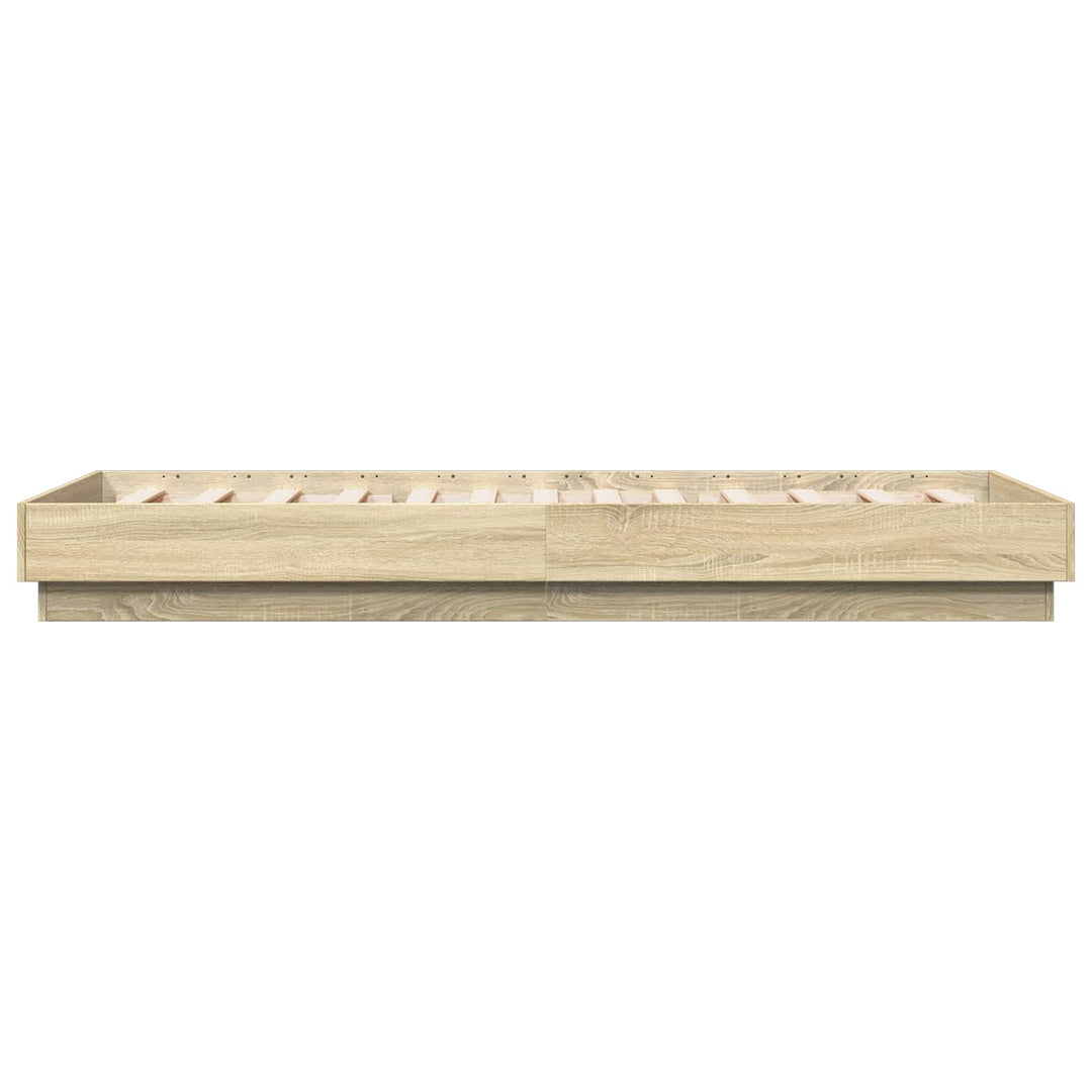 Senge ramme med LED Sonoma-eg 80 x 200 cm Konstrueret træ