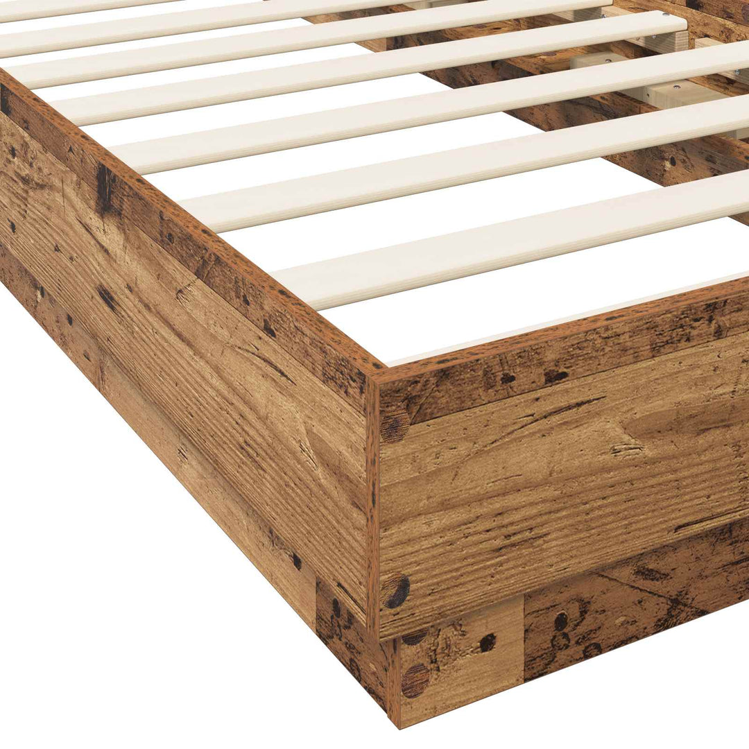 Senge ramme med LED Gammelt træ 80 x 200 cm Konstrueret træ