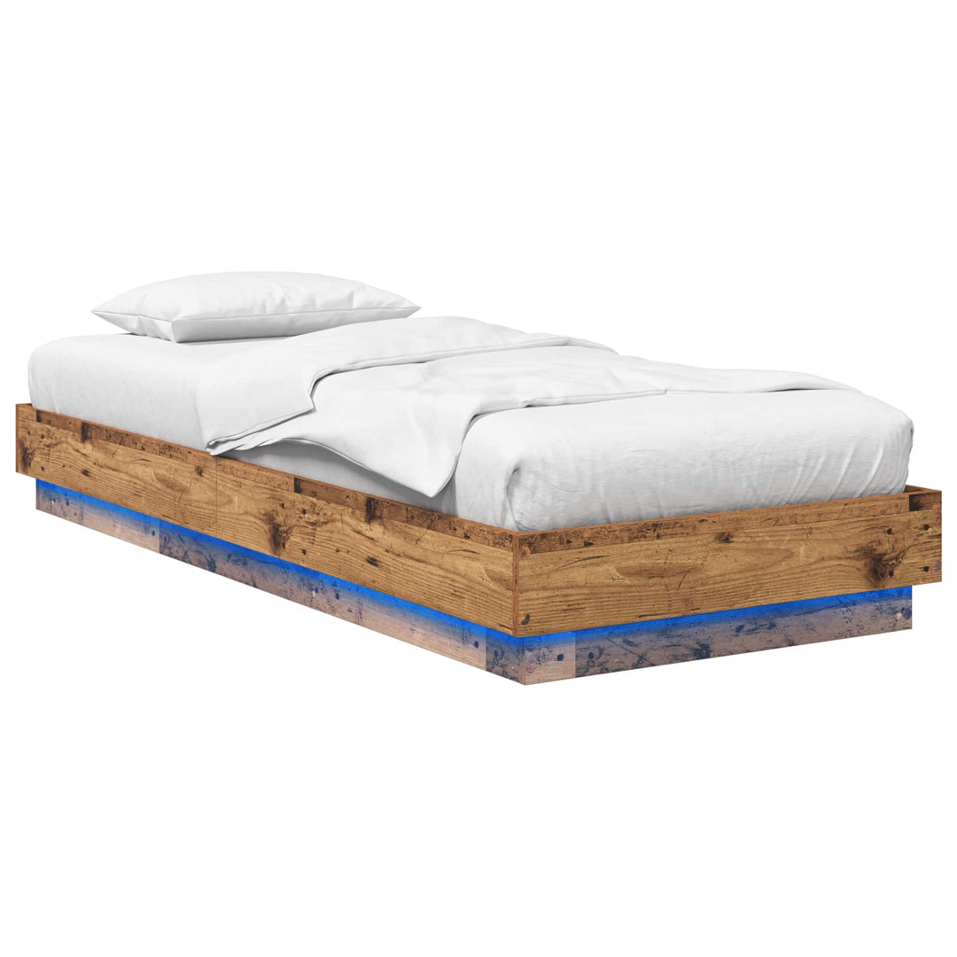 Senge ramme med LED Gammelt træ 80 x 200 cm Konstrueret træ