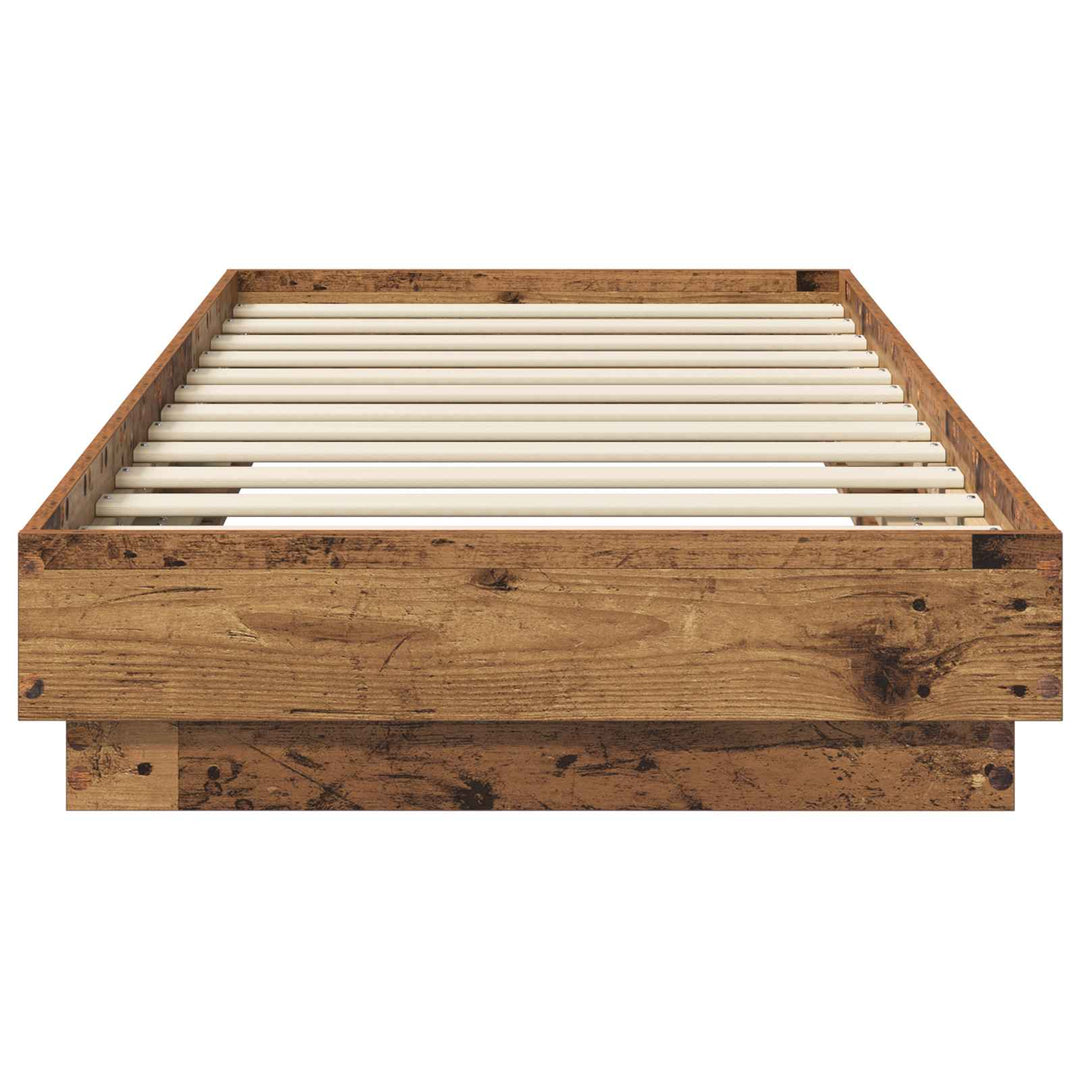 Senge ramme med LED Gammelt træ 80 x 200 cm Konstrueret træ