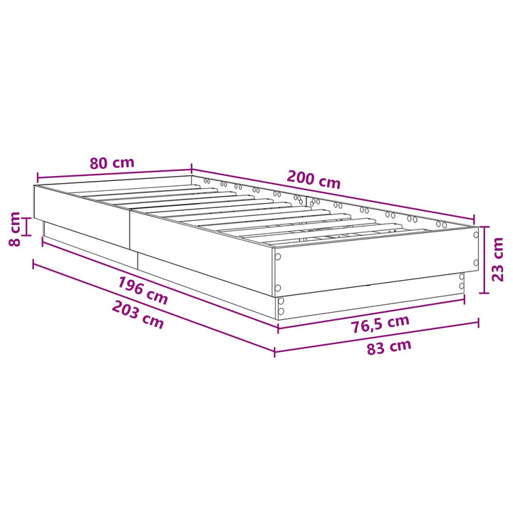 Senge ramme med LED Gammelt træ 80 x 200 cm Konstrueret træ