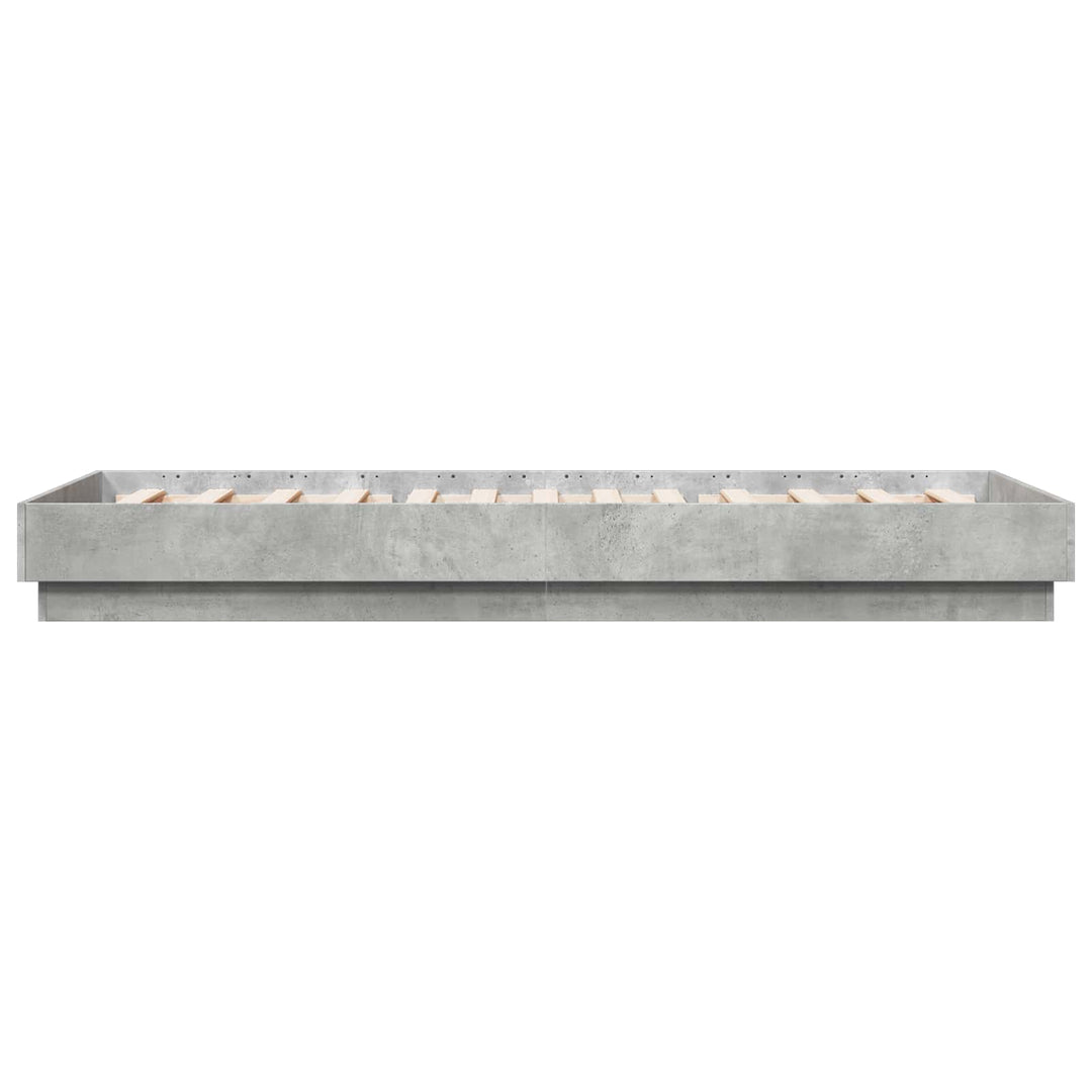 Senge ramme med LED Betongrå 80 x 200 cm Konstrueret træ