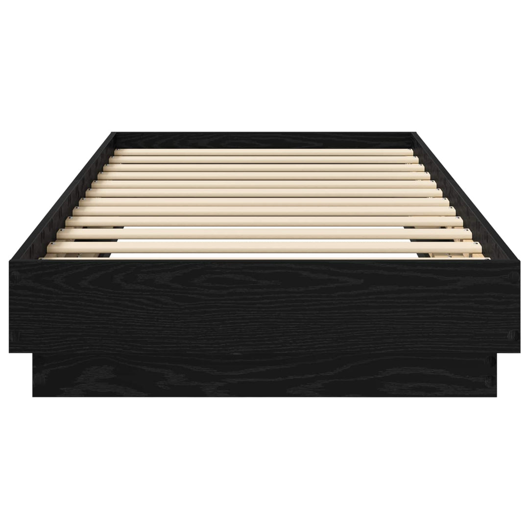 Senge ramme med LED Sort eg 80 x 200 cm Konstrueret træ