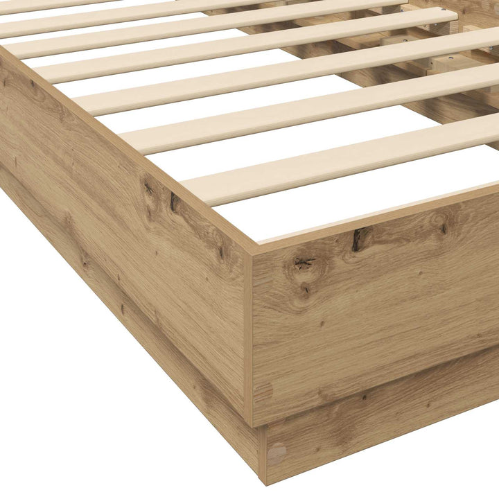 Senge ramme med LED Artisan-eg 80 x 200 cm Konstrueret træ