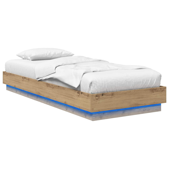 Senge ramme med LED Artisan-eg 80 x 200 cm Konstrueret træ