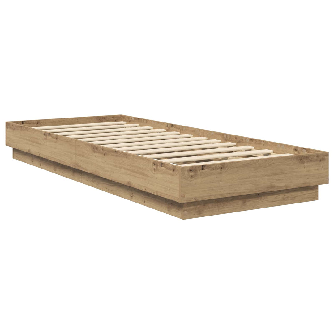 Senge ramme med LED Artisan-eg 80 x 200 cm Konstrueret træ