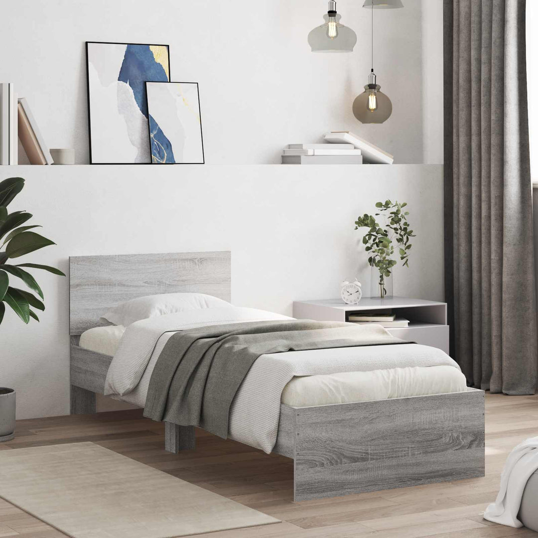 Sengestel Vægmonteret med hovedgærde Grå Sonoma Konstrueret træ