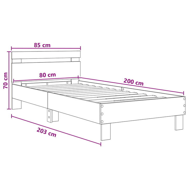 Sengestel med hovedgærde Sort eg 80 x 200 cm Konstrueret træ