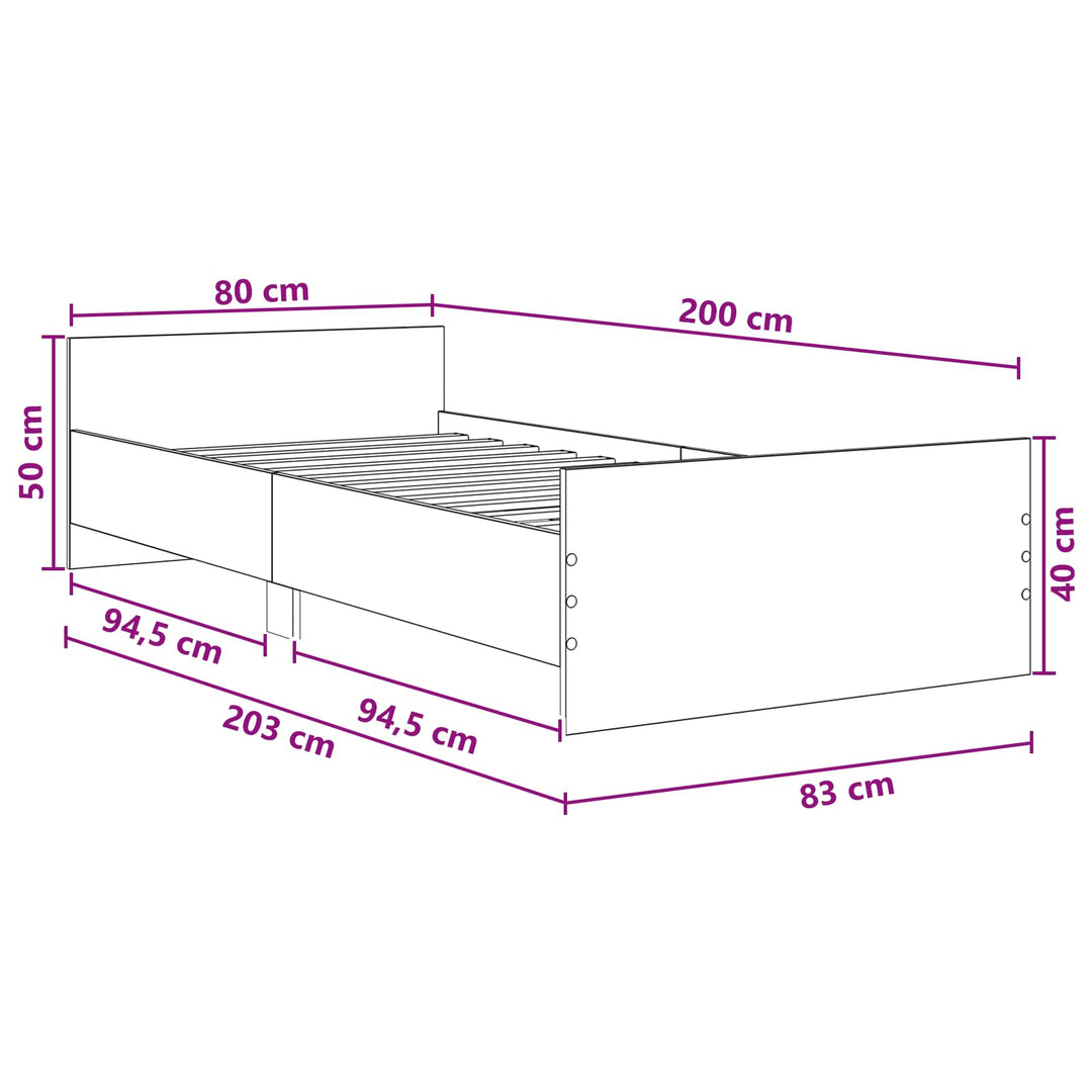 Sengestel med hovedgærde Grå Sonoma Konstrueret træ