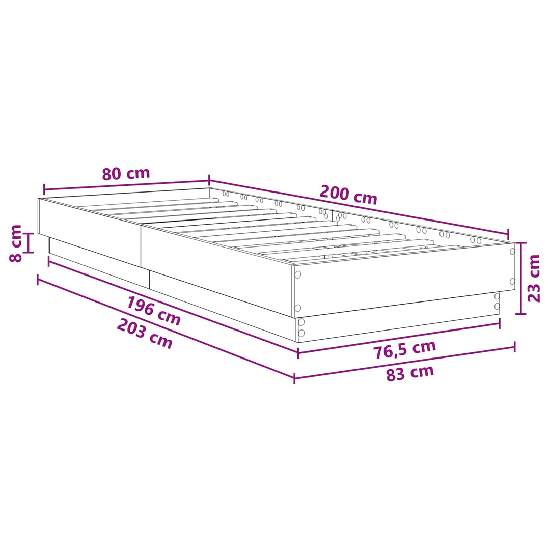 Gulvsengramme Gammelt træ 80 x 200 cm Konstrueret træ