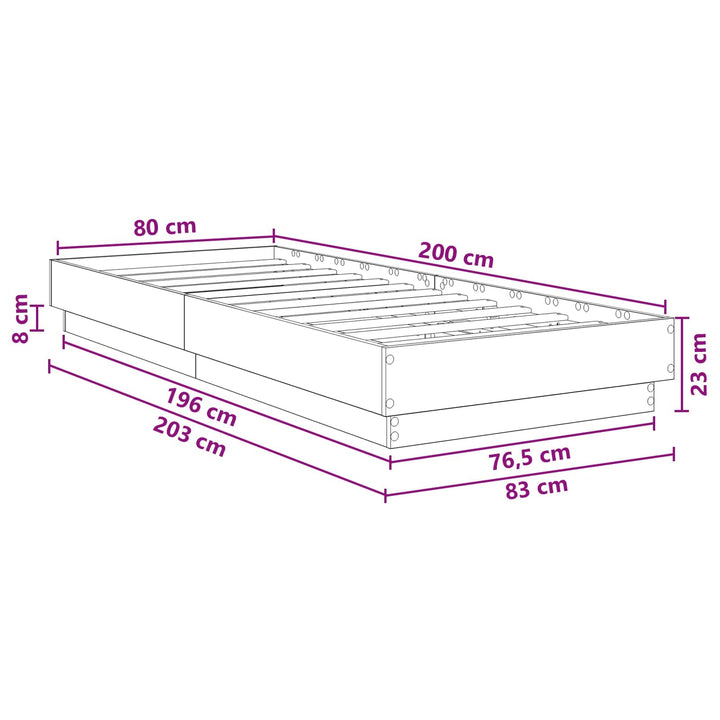 Gulvsengramme Sort eg 80 x 200 cm Konstrueret træ