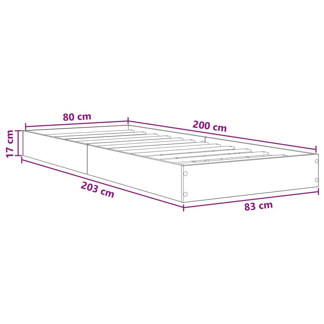 Gulvsengramme Betongrå 80 x 200 cm Konstrueret træ