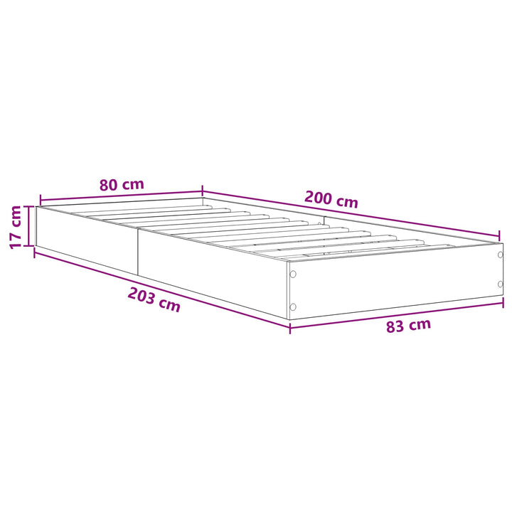 Gulvsengramme Betongrå 80 x 200 cm Konstrueret træ