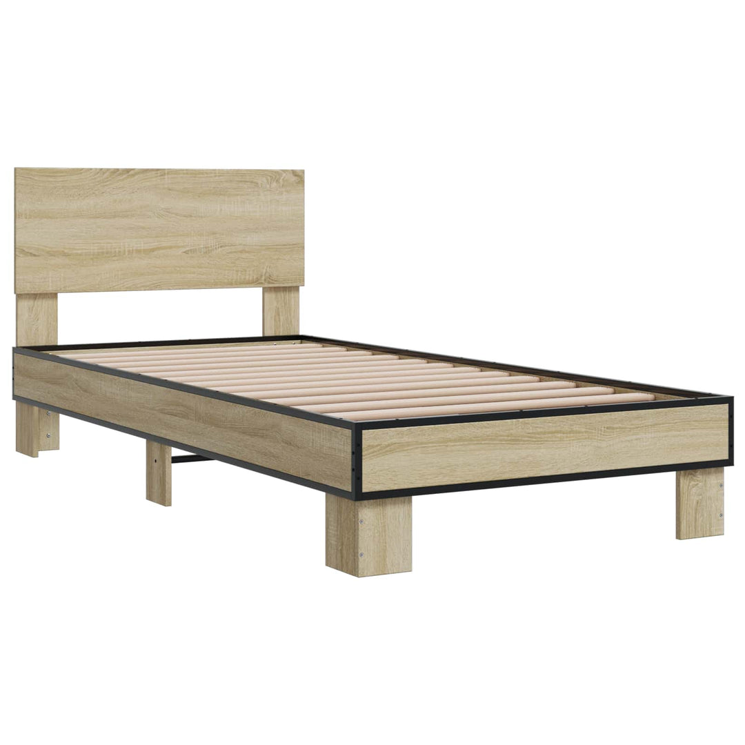 Sengestel med hovedgærde Sonoma-eg 80 x 200 cm Konstrueret træ