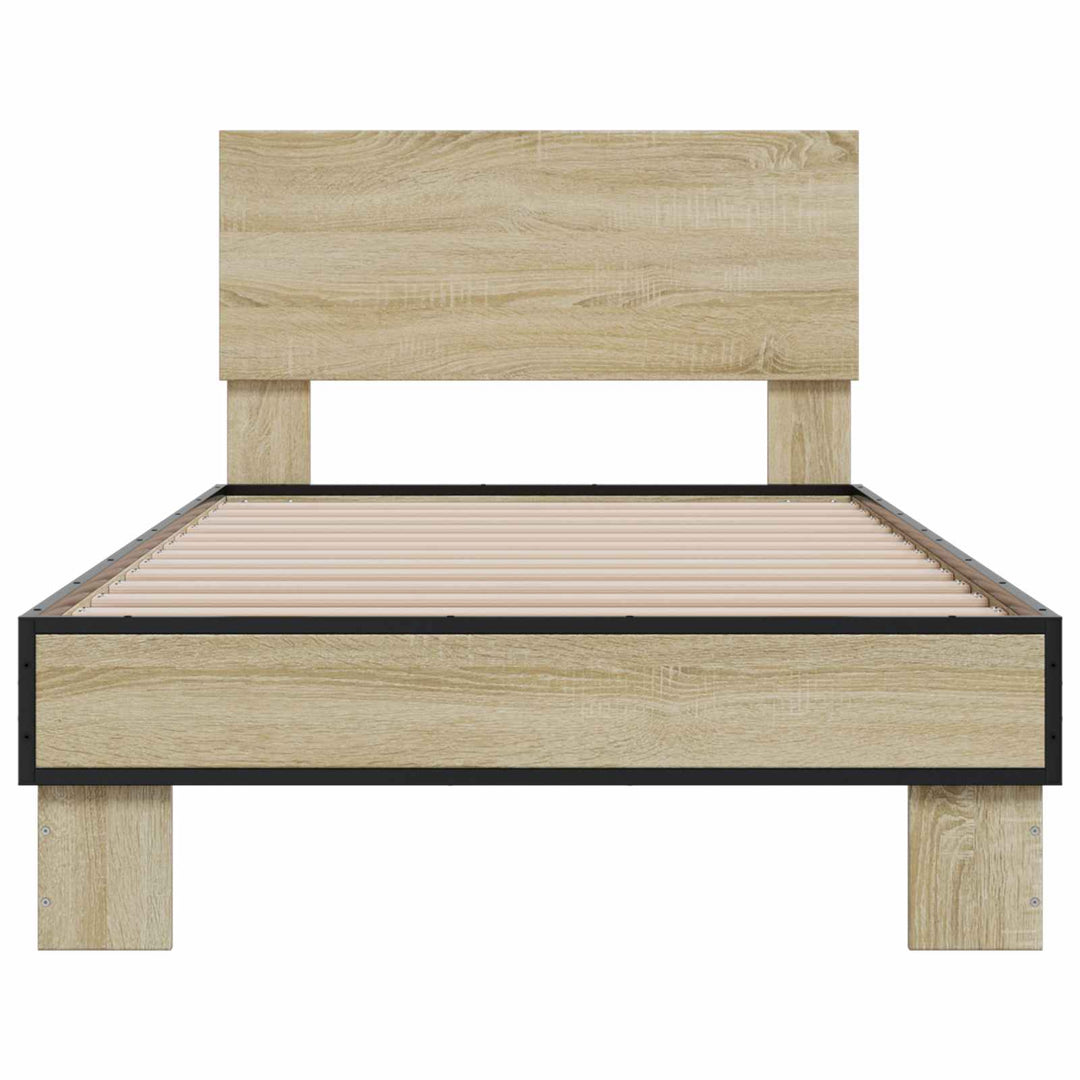 Sengestel med hovedgærde Sonoma-eg 80 x 200 cm Konstrueret træ