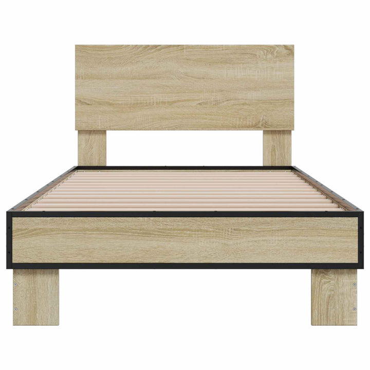 Sengestel med hovedgærde Sonoma-eg 80 x 200 cm Konstrueret træ