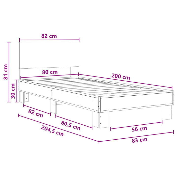Sengestel med hovedgærde Gammelt træ 80 x 200 cm