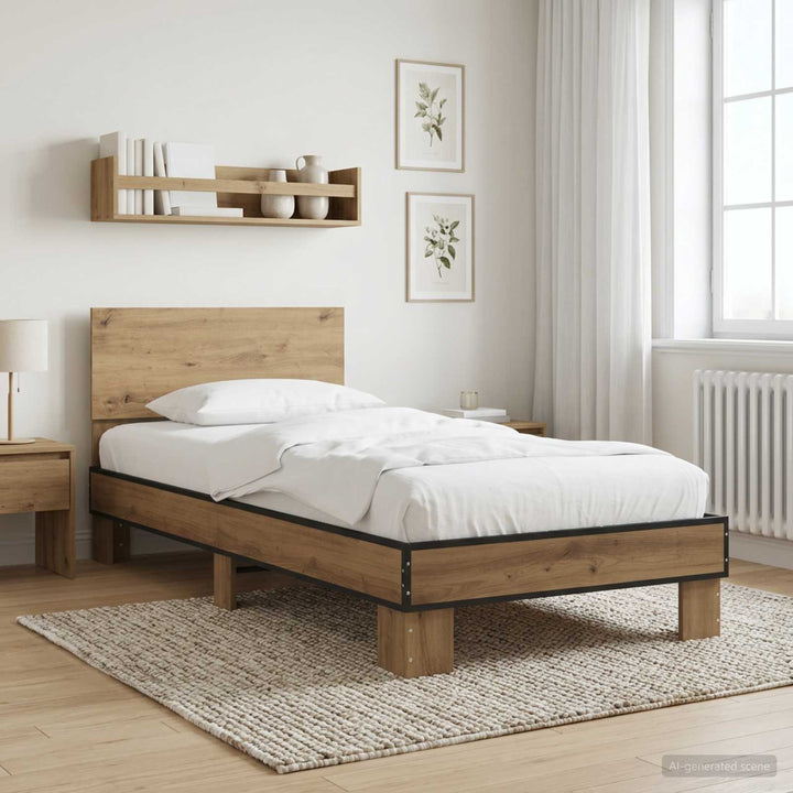 Sengestel med hovedgærde Artisan-eg 80 x 200 cm Konstrueret træ