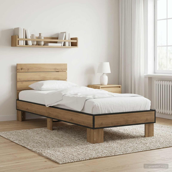 Sengestel med hovedgærde Artisan-eg 80 x 200 cm Konstrueret træ