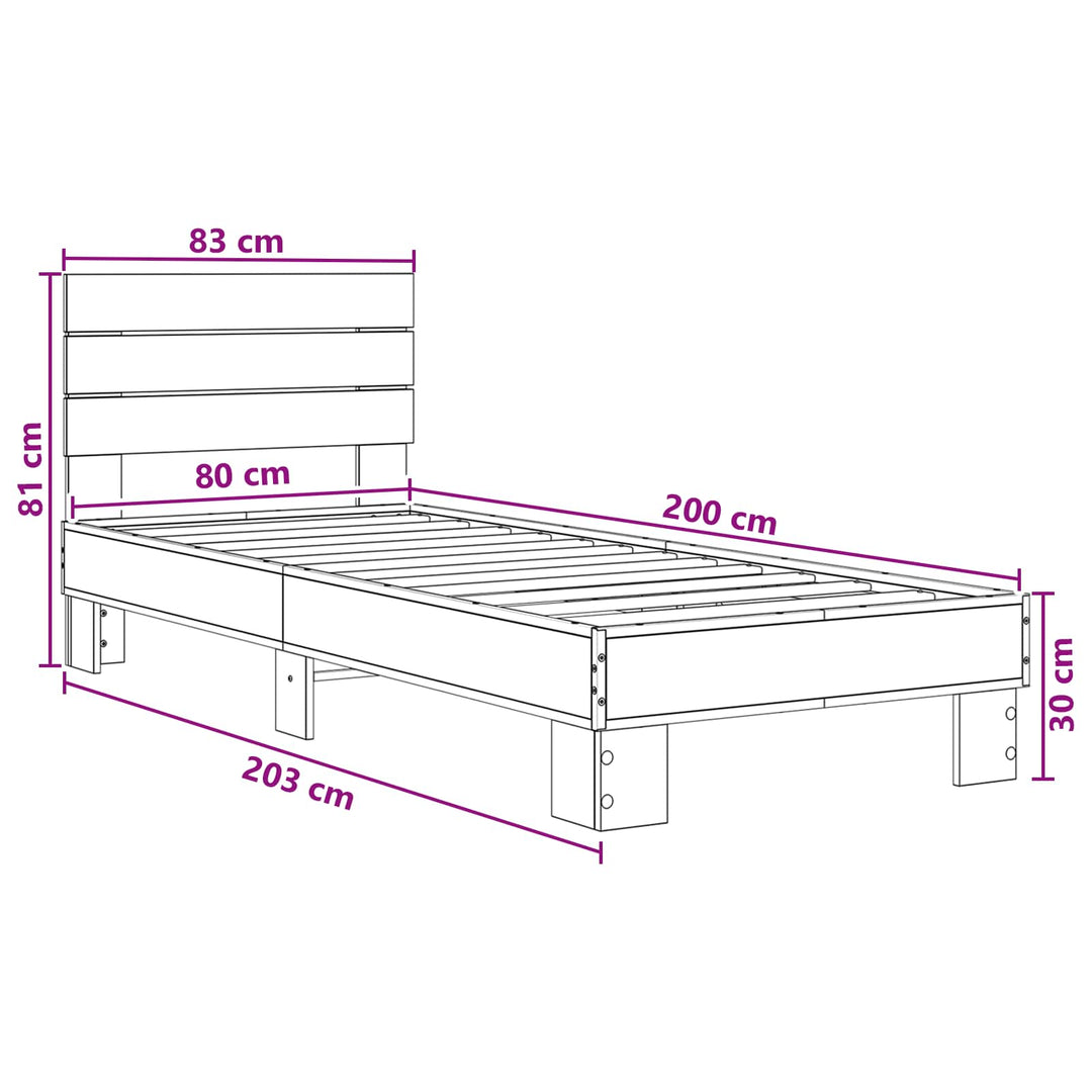 Sengestel med hovedgærde Artisan-eg 80 x 200 cm Konstrueret træ