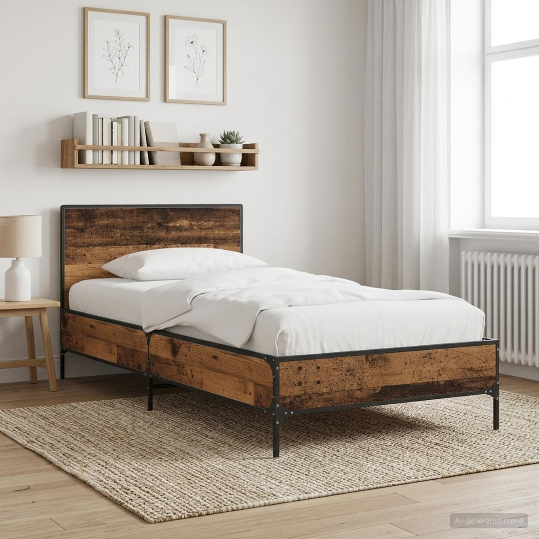 Sengestel med hovedgærde Gammelt træ 80 x 200 cm