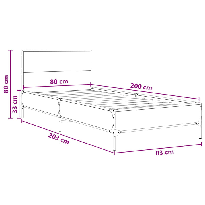 Sengestel med hovedgærde Gammelt træ 80 x 200 cm