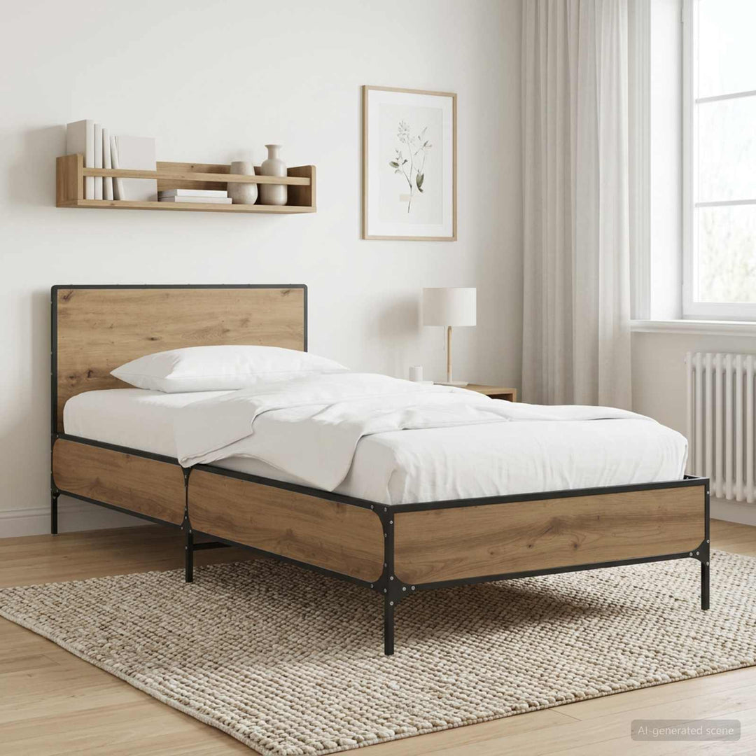 Sengestel med hovedgærde Artisan-eg 80 x 200 cm Konstrueret træ