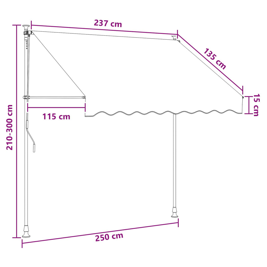 Manuel Utrækkelig Markise Lysegrå 250 cm