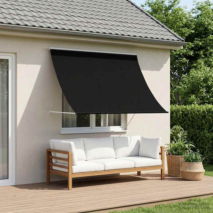 Markise Sort 400 x 150 cm 180 g / m² polyester med PU-belægning