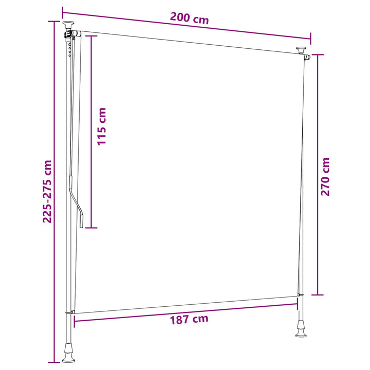 Udendørs Rullegardin Sandfarvet 200 x 270 cm