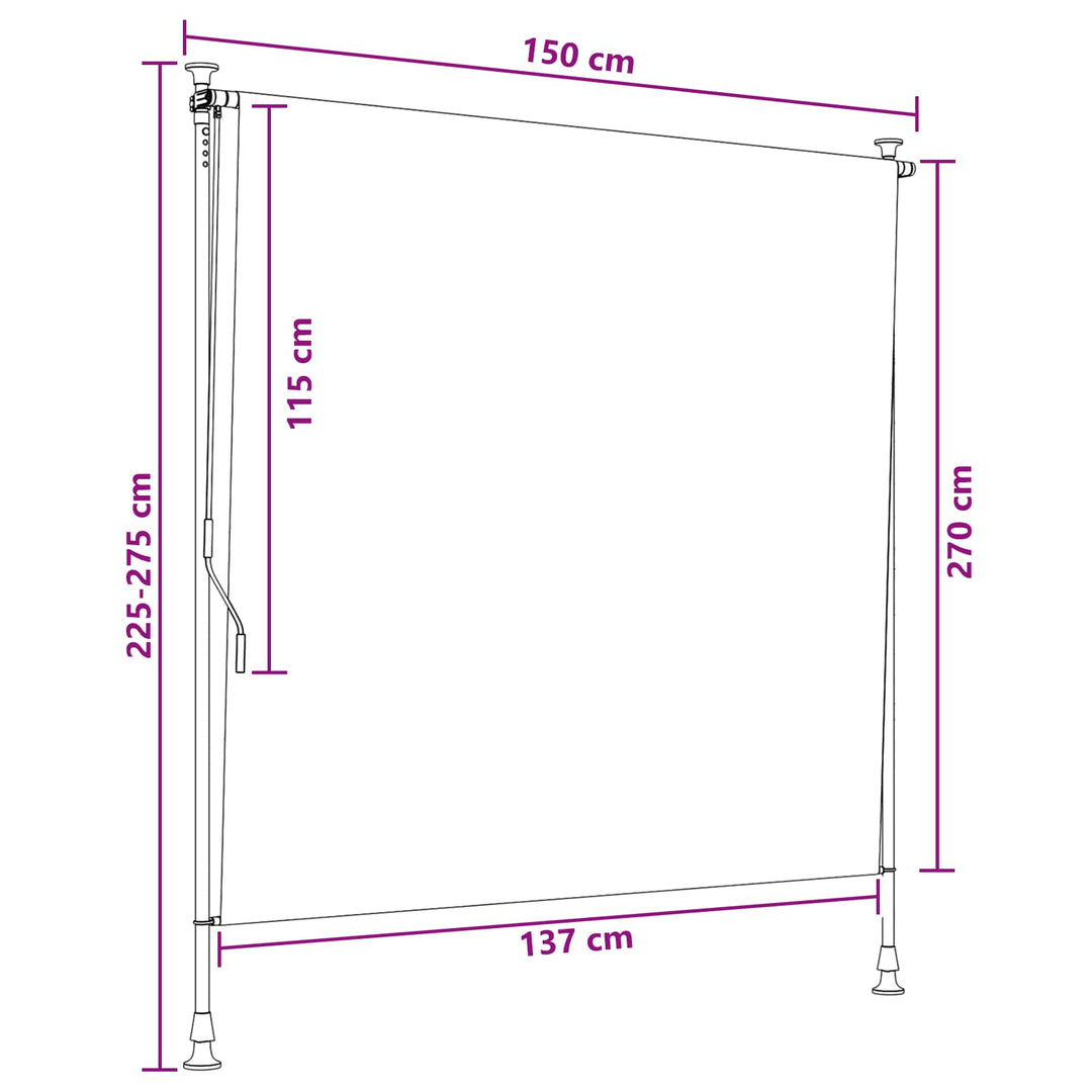 Udendørs Rullegardin Anthracit og hvid 150 x 270 cm