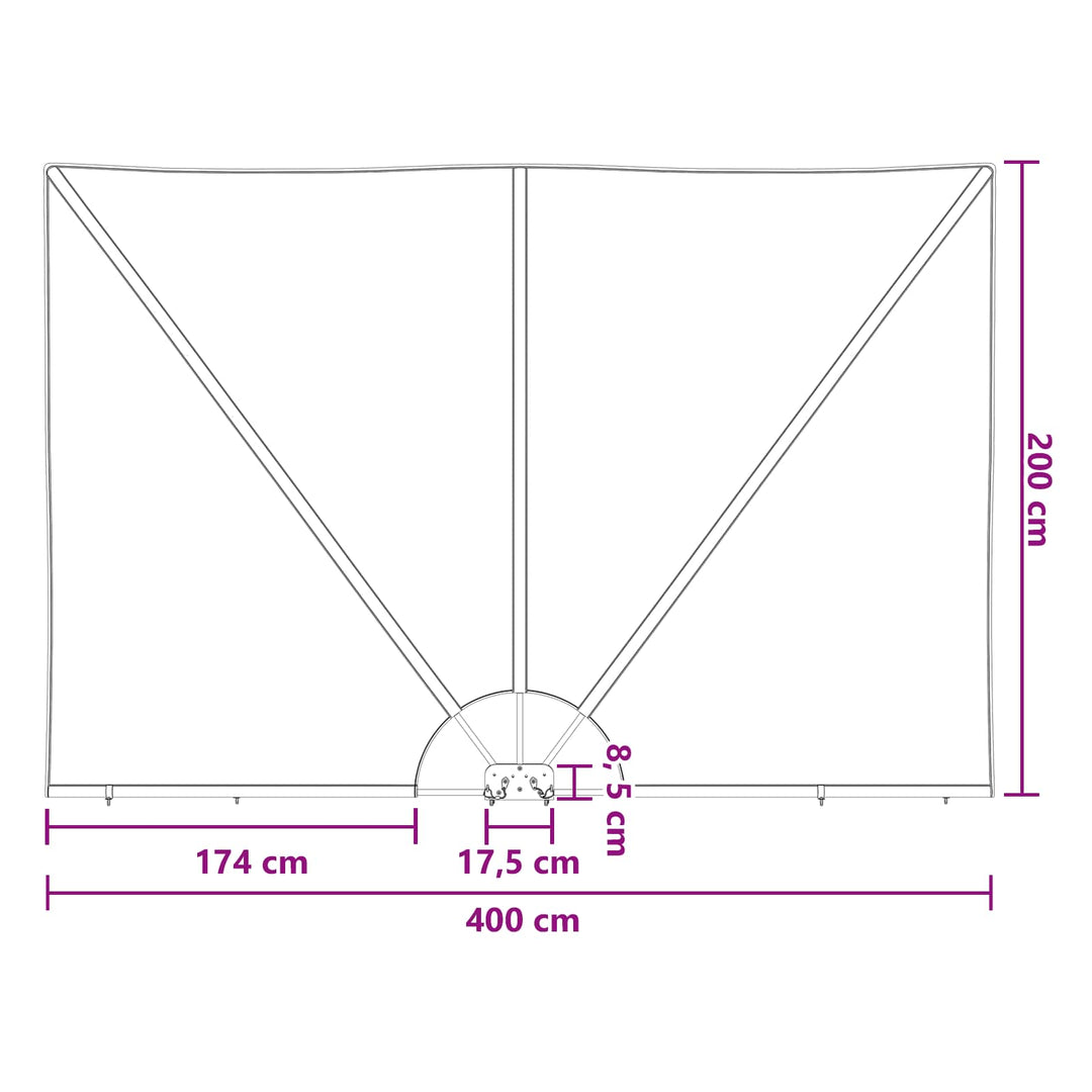 Balkon Afskærmning 200 x 400 cm Polyester Rektangulær Lysegrå
