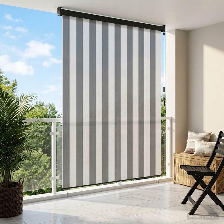 Rullegardin Anthracit og hvid 80 x 250 cm Stof og Aluminium