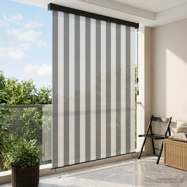 Rullegardin Anthracit og hvid 140 x 250 cm Stof og Aluminium