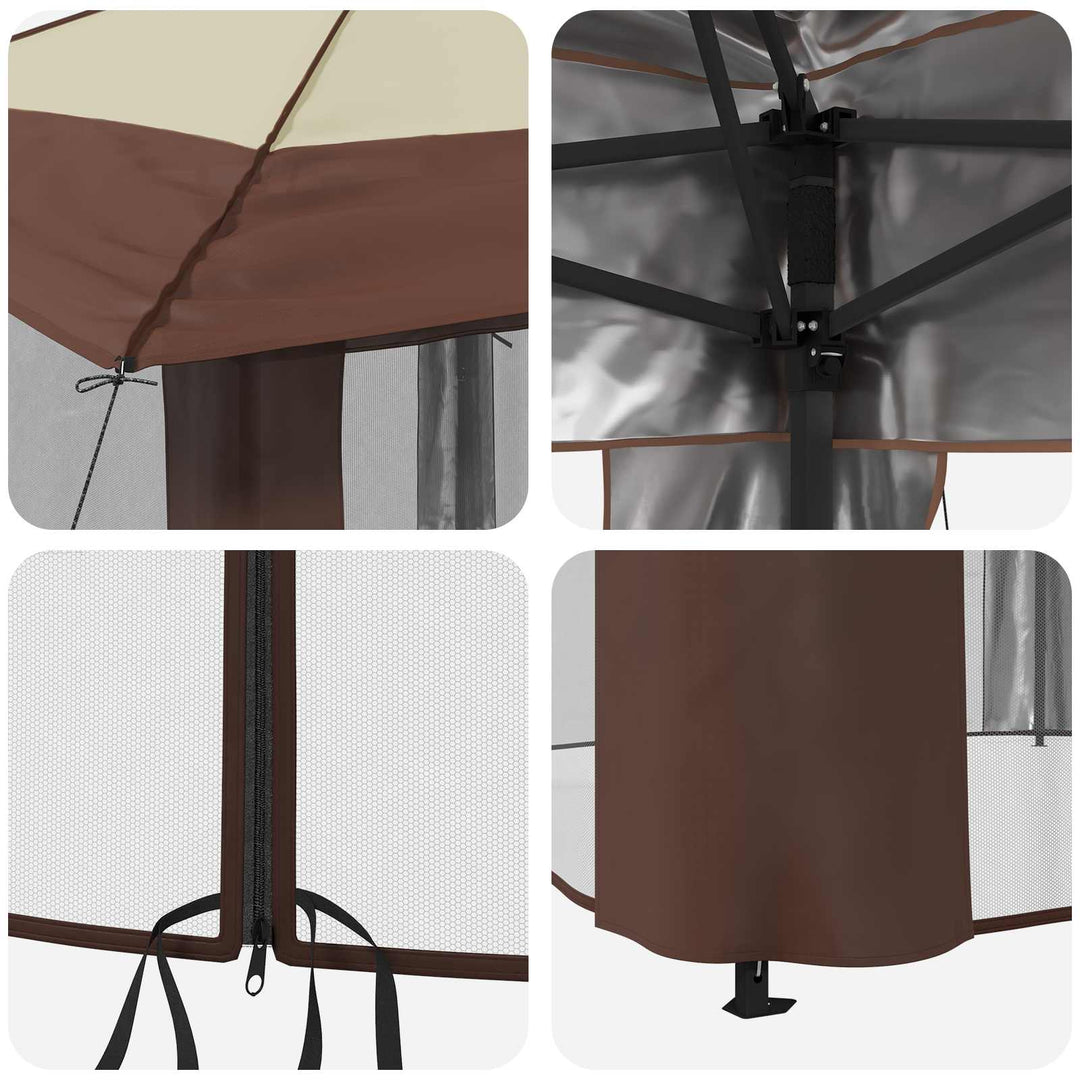 Gazebo med 4 Sider 2,6 x 2,6 m Creme og Brun