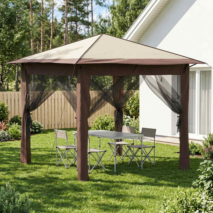 Gazebo med 4 Sider 2,6 x 2,6 m Creme og Brun