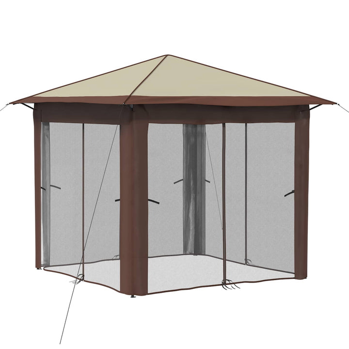 Gazebo med 4 Sider 2,6 x 2,6 m Creme og Brun